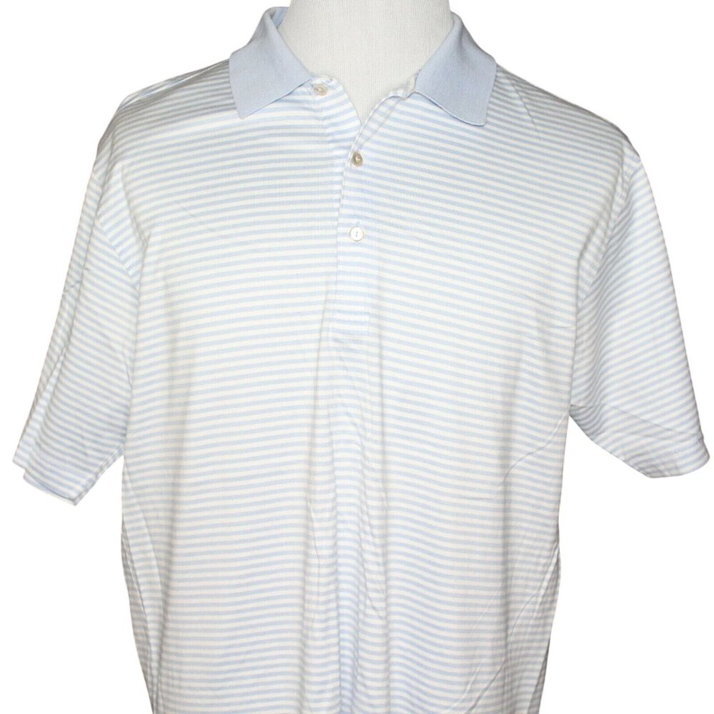 Peter Millar XL 3 Button Striped Pro Golf Light Blue White Polo Shirt Activewear - Picture 5 of 9